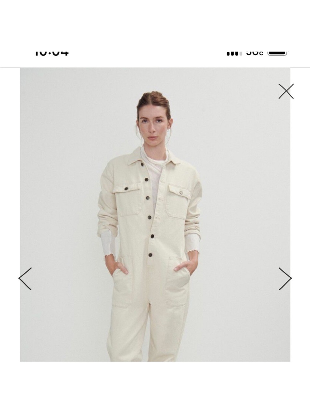 American Vintage Cream Utility Jumpsuit with Self-Tie Belt